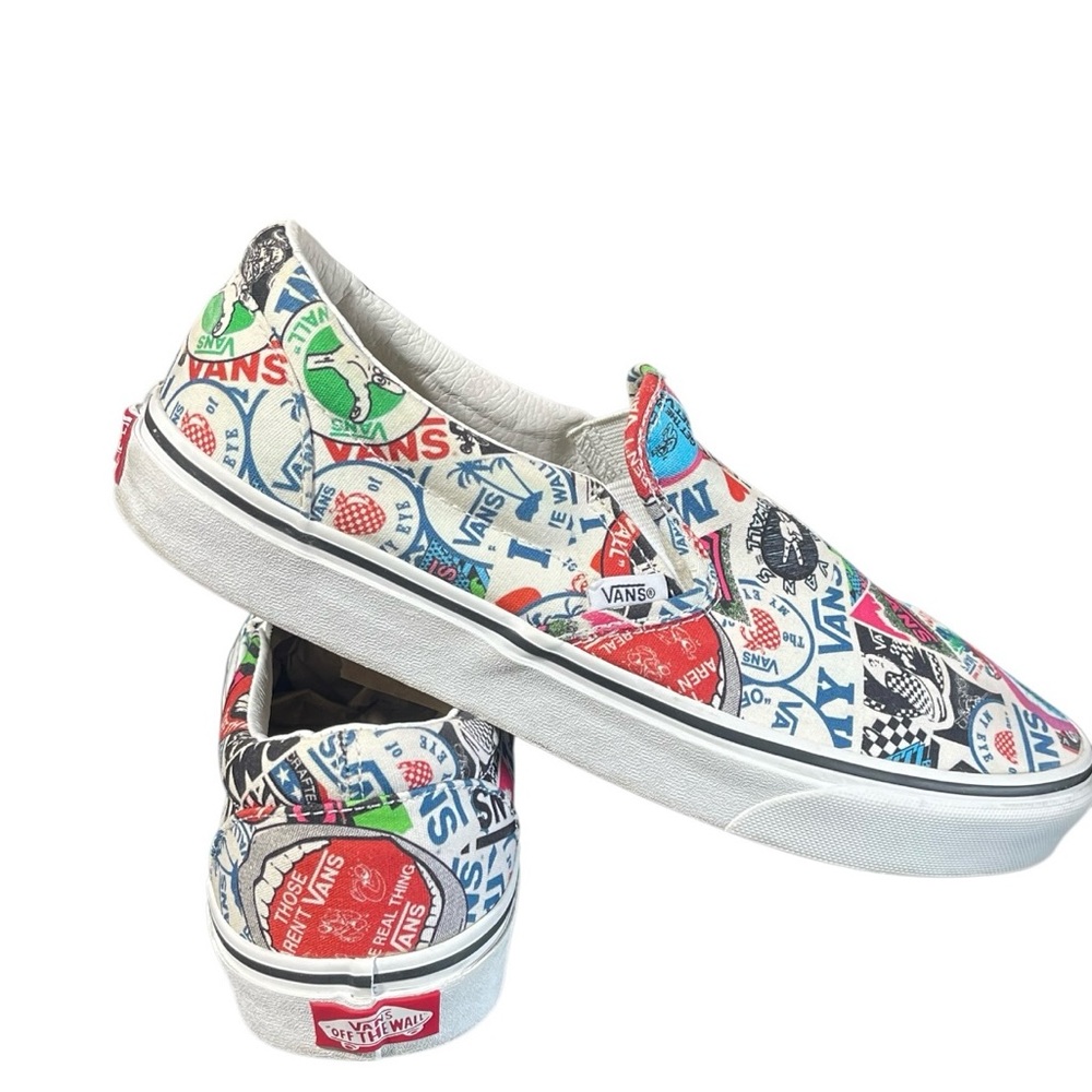 Vans Classic Slip-On Mash Up Stickers Mens 9.5 Skateboard Shoes Womens 11